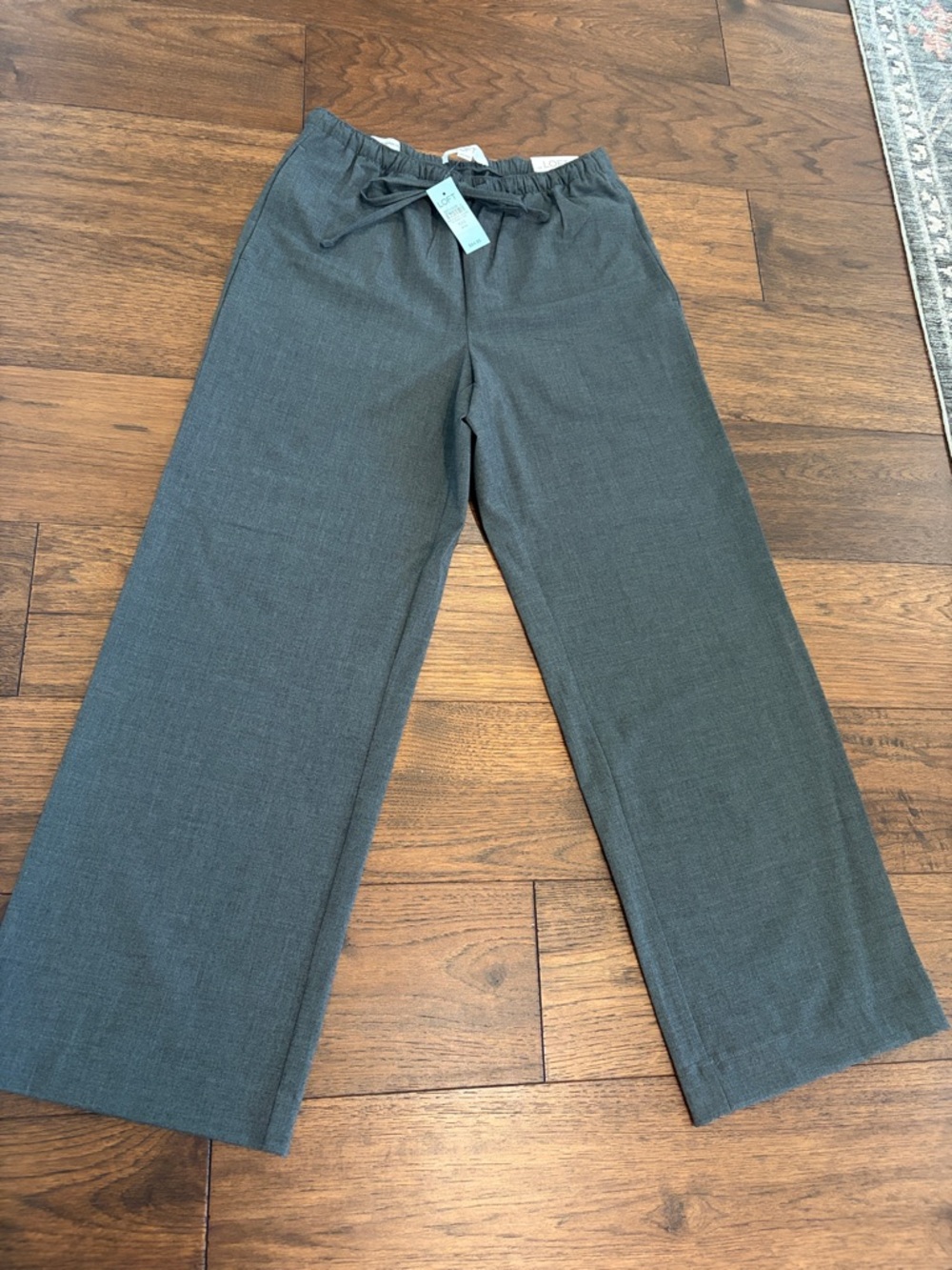 Loft The Sawyer Pull-On Wide Leg Pants in Heather Charcoal Lof